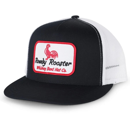 Whiskey Bent Rowdy Rooster Black/White Trucker Ball Cap