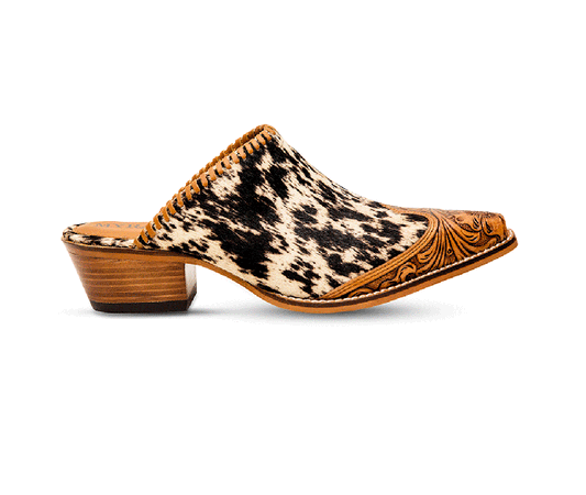 Myra Heely Western Hand-Tooled Mules