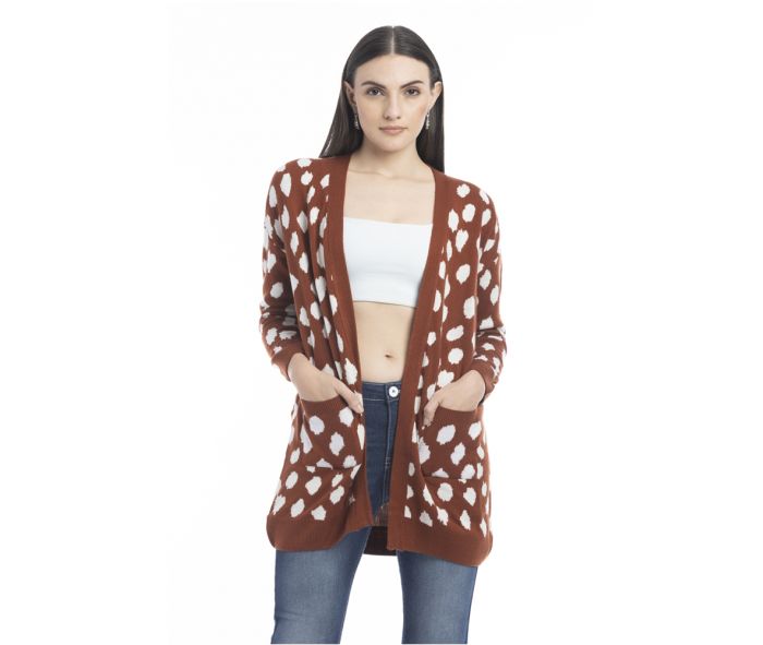 Nora Animal Print Cardigan in Russet