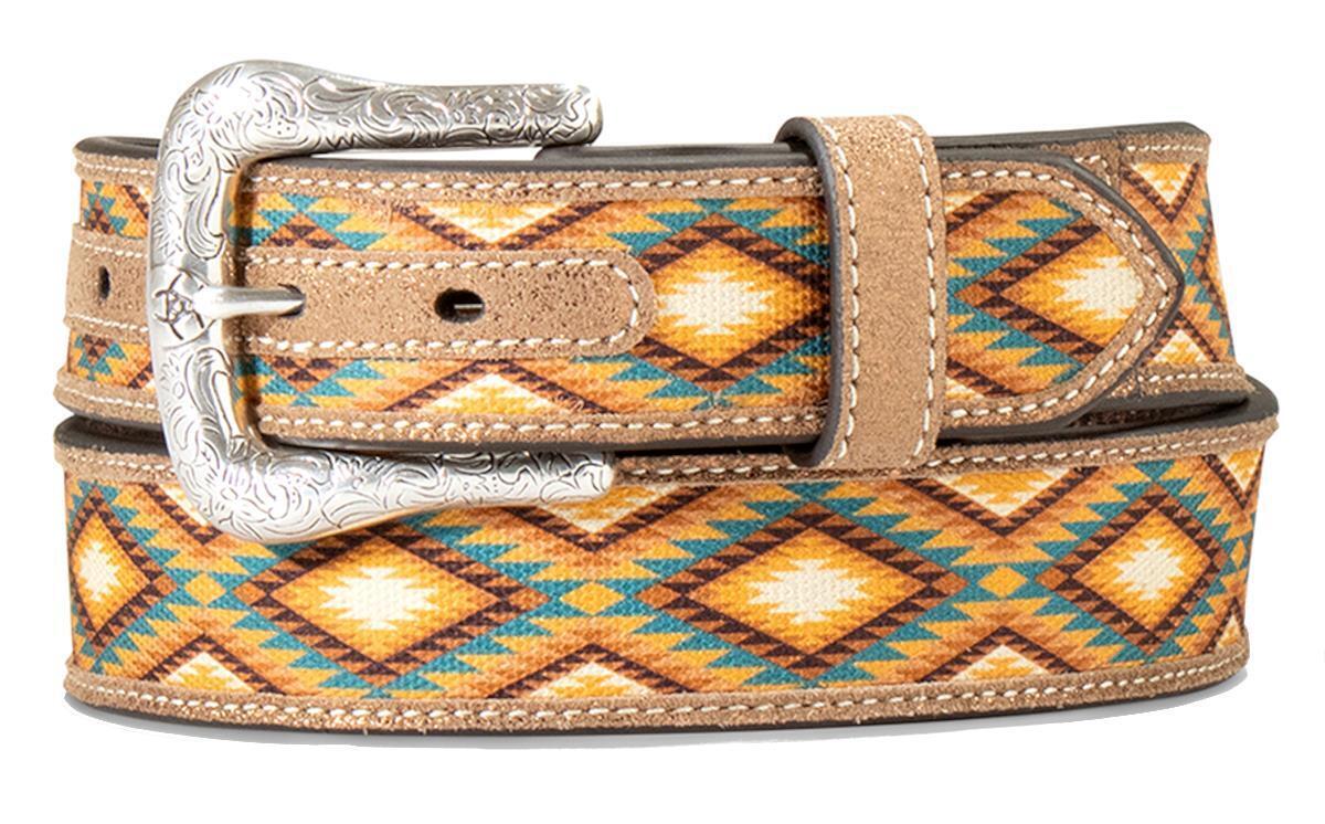 Ariat Women's Belt Leather Metallic Brown with Southwest Print