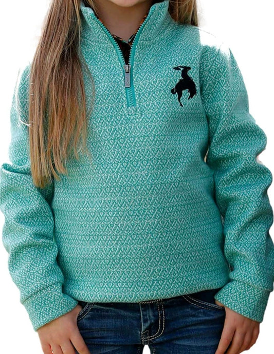 Cruel Girls Western Girls 1/4 Zip Turquoise Sweatshirt