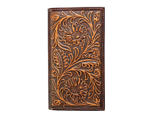 Nocona Western Wallet Men's Rodeo Floral Embossed - Brown