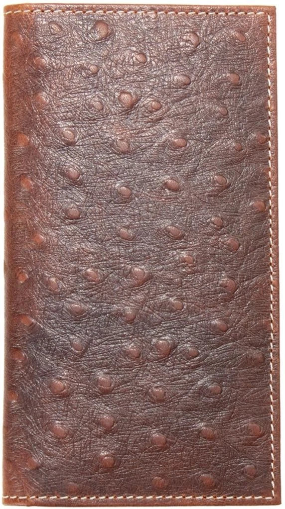 Nocona Western Men's Rodeo Wallet Leather Ostrich Print Brown