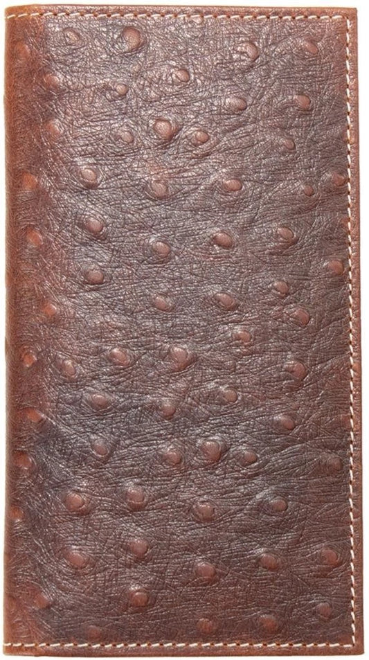 Nocona Western Men's Rodeo Wallet Leather Ostrich Print Brown
