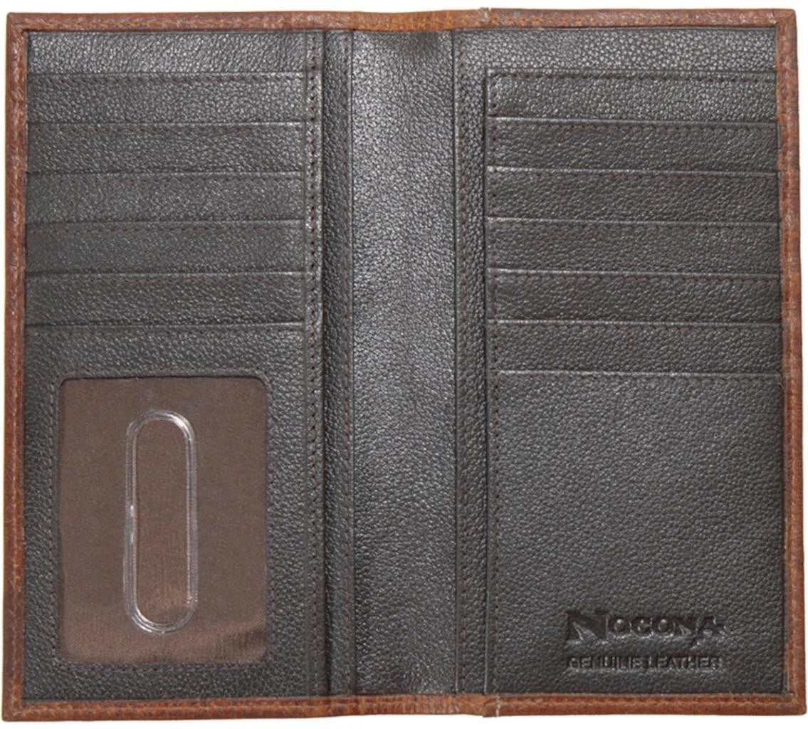 Nocona Western Men's Rodeo Wallet Leather Ostrich Print Brown