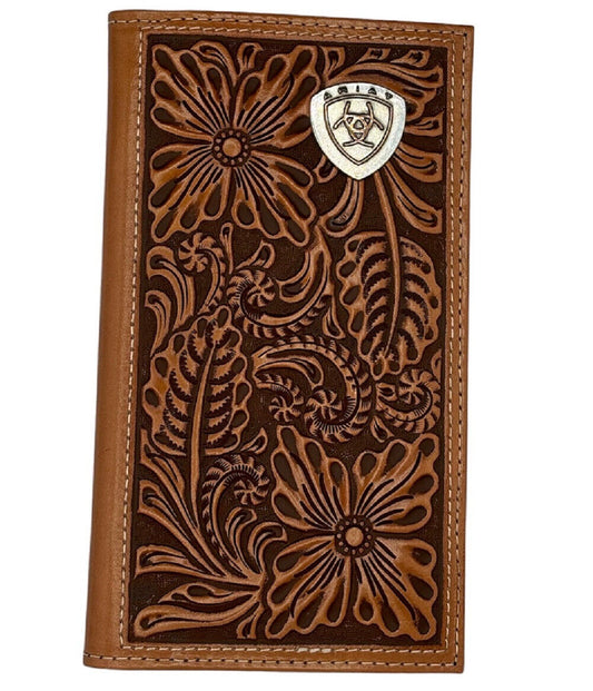 Ariat Brown Floral Embossed Rodeo Wallet