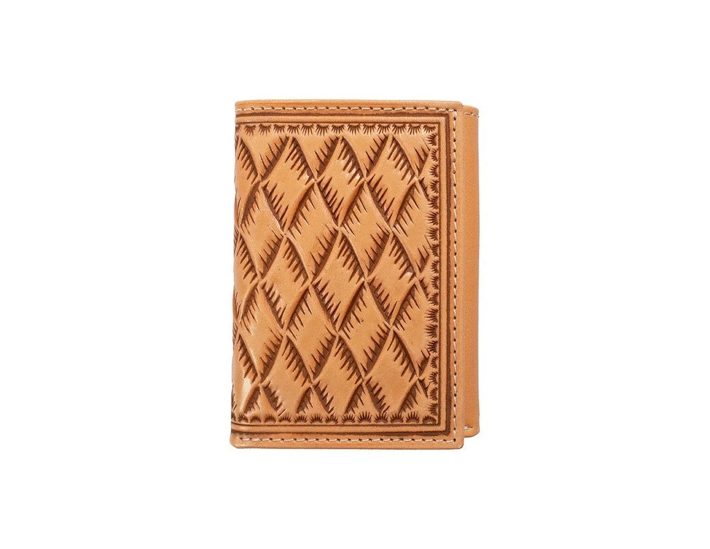 Nocona Western Men's Brown Basket Weave Tri-Fold Wallet