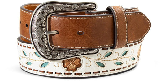 Ariat Women's Flowers & Leaves Belt White