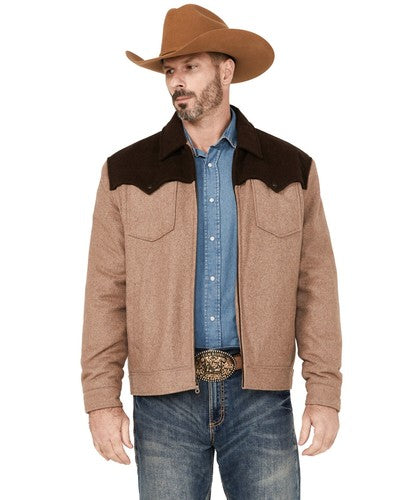 Cripple Creek Men's Two-Toned Wool Melton Zip Front Ranch Jacket W/ Concealed Carry Pocket