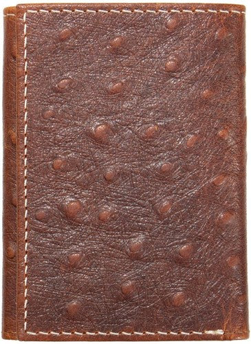 Nocona Western Men's Wallet Trifold Leather Ostrich Print Brown