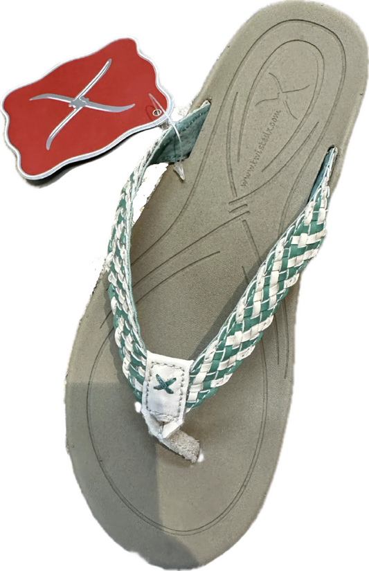 Twisted X Teal & White Braid Flip Flop Sandals