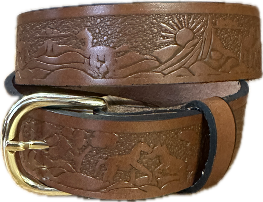 Stag Belts Kids Brown Horses & Mountain Scene