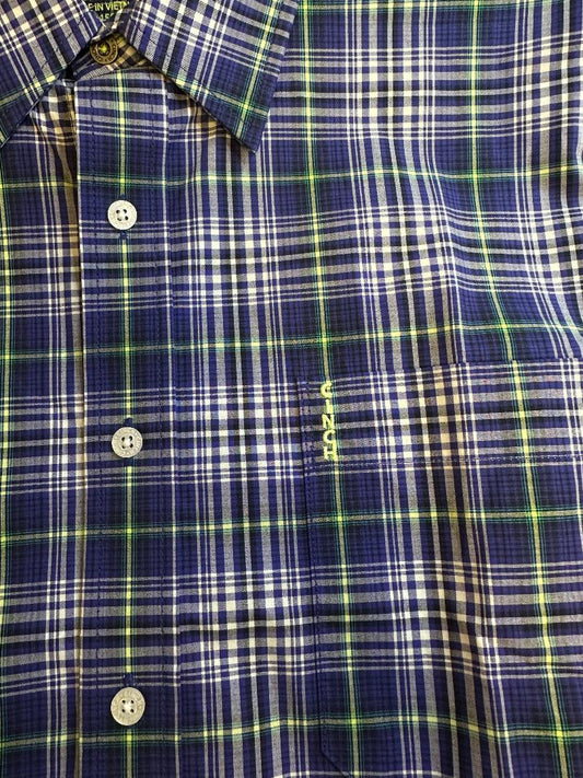 Cinch Men's Long Sleeve Western Shirt - Modern Fit Purple, White & Yellow Plaid