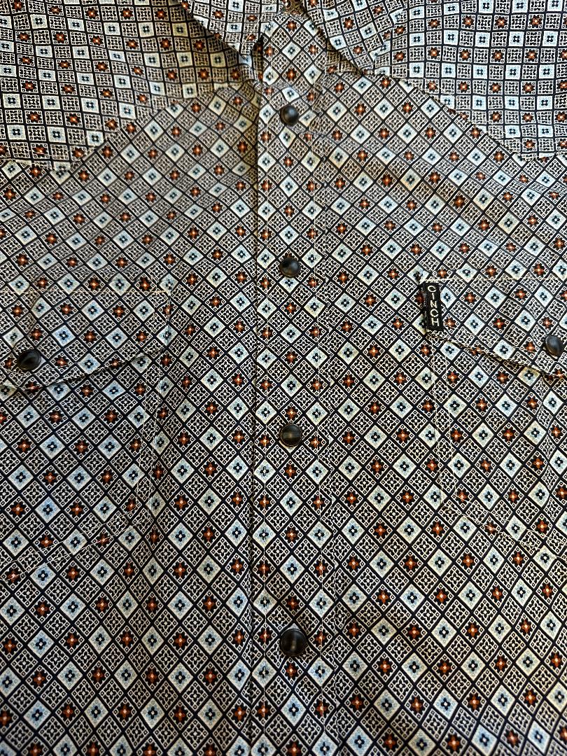 Cinch Men's Long Sleeve Western Shirt - Modern Fit Geometric Print Navy, Brown & White