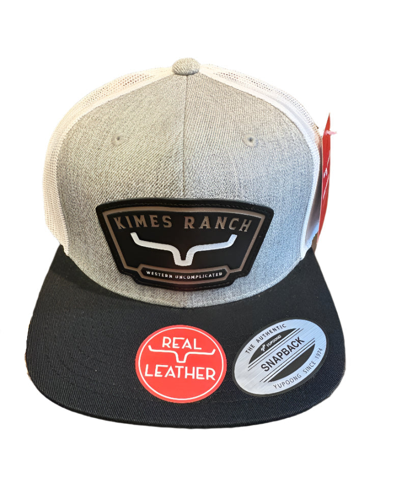 Kimes Ranch Ball Cap - Amboy Heather Grey with Leather Logo Patch