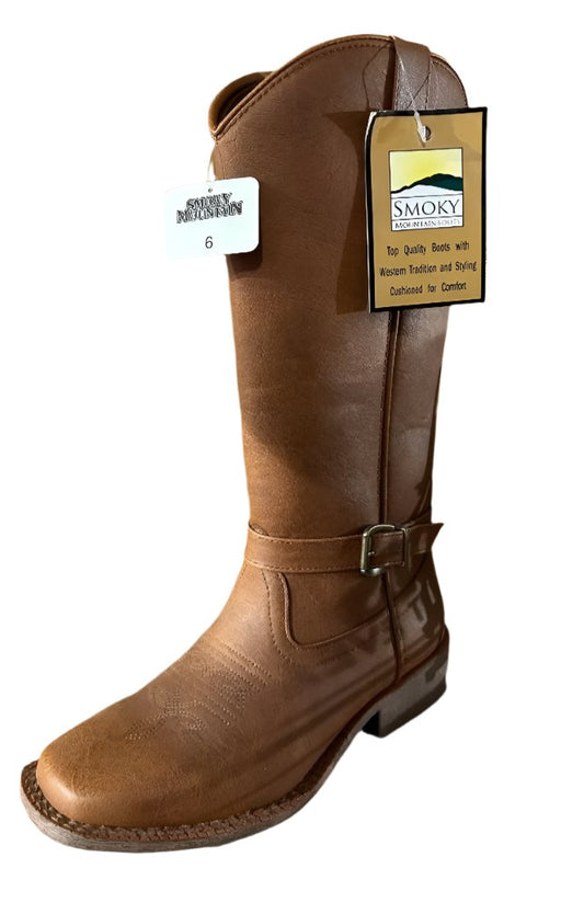 Smoky Mountain Boots Women's Brown Square Toe with Buckle Strap