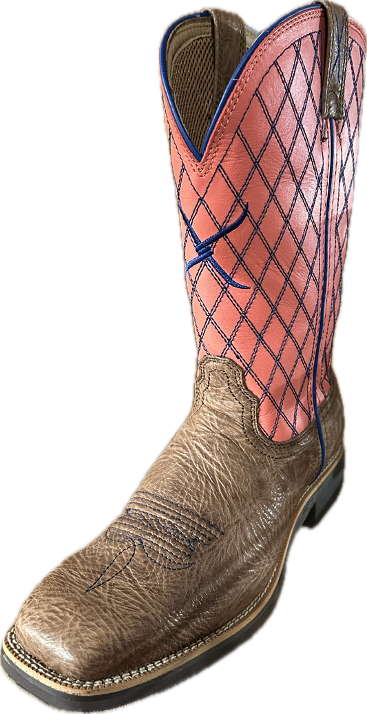 Twisted X Women's Brown Square Toe with Pink Top Boots