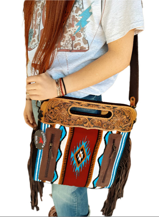 Challenger Handwoven Multicolor Wool Rodeo Cowgirl Concealed Carry Shoulder Handbag