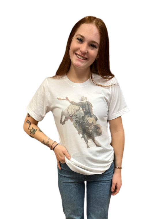 The Walking A - Buckin Rank White T-Shirt
