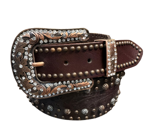 Angel Ranch - Tooled & Studded Wide Belt