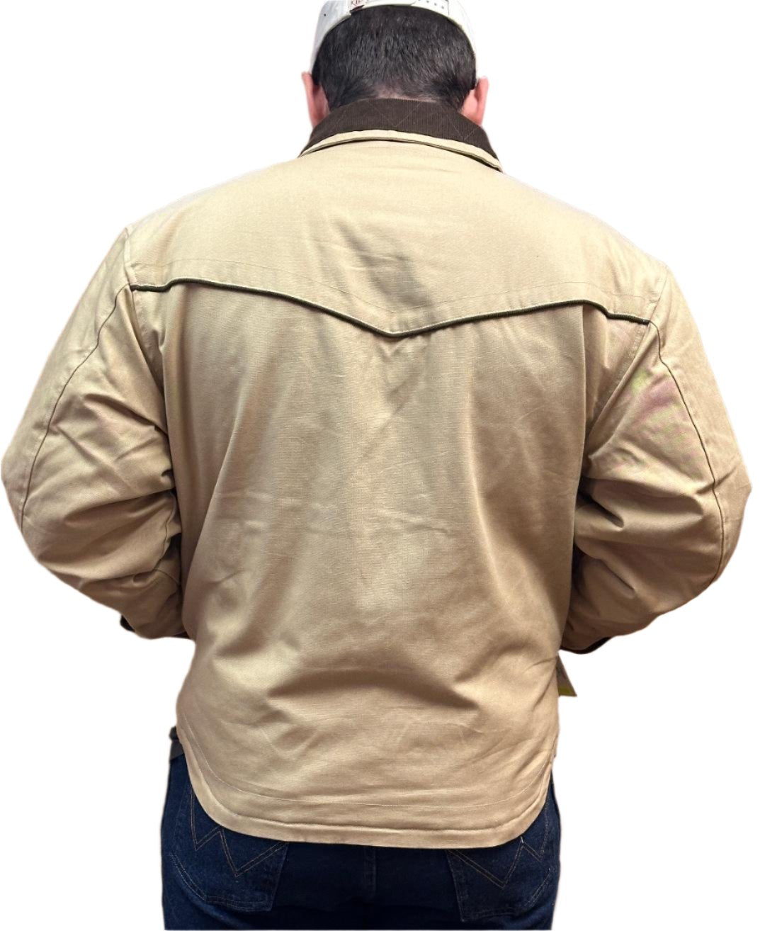 Cripple Creek Men's Tan Jacket with Brown Cordoroy Collar & Cord Piping Accent