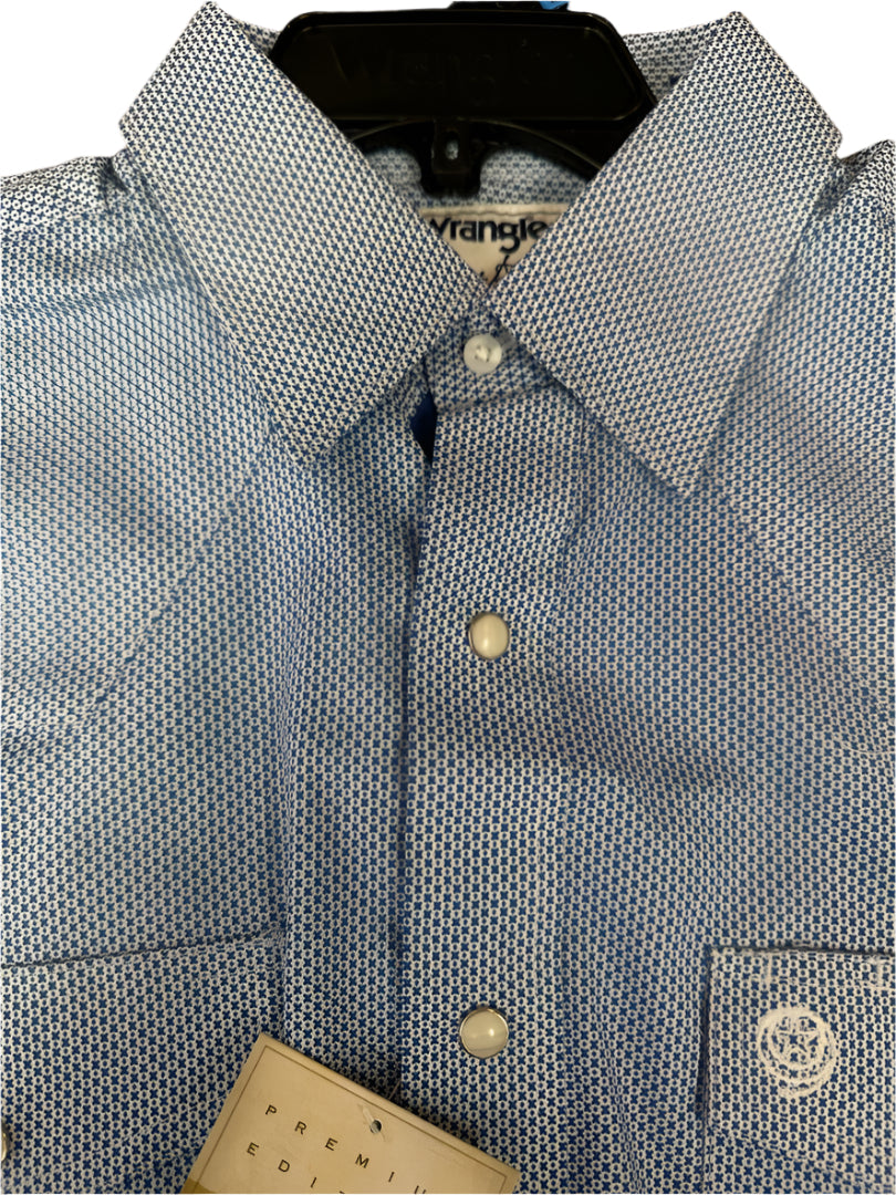 Wrangler Men's Long Sleeve George Strait Collection Troubadour Shirt - Navy/White