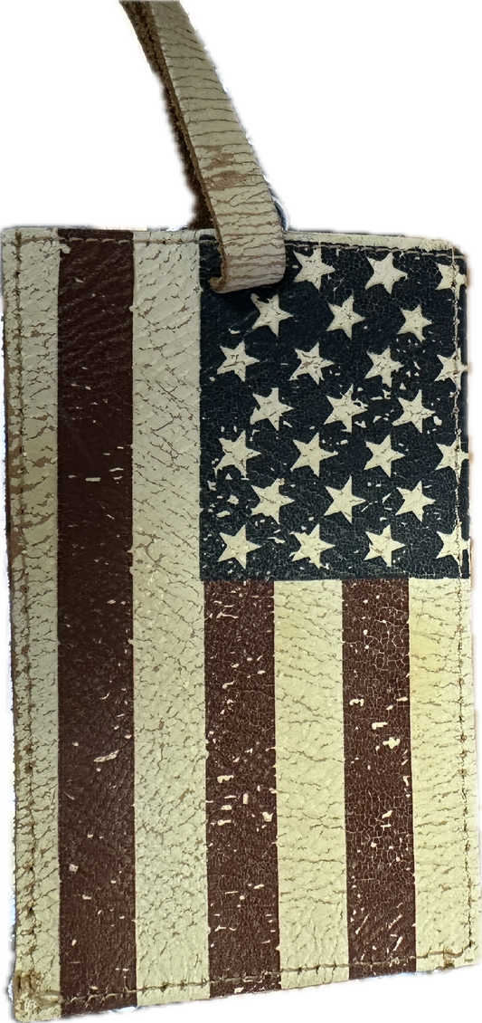 Double S Leather American Flag Luggage Tag