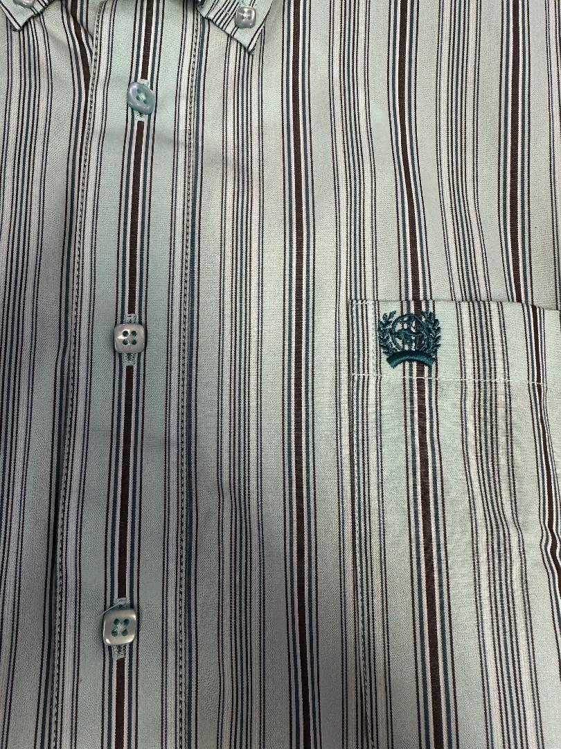 Cinch Men's Long Sleeve Western Shirt - Aqua, Brown & White Stripe