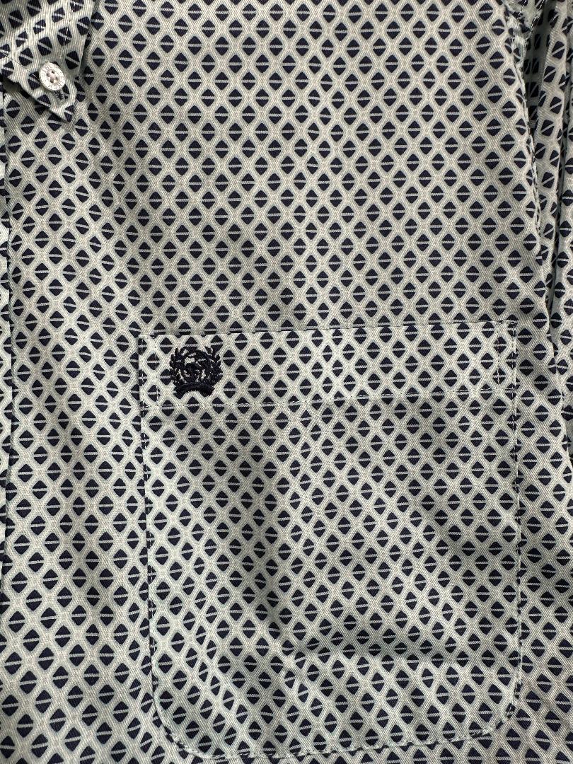 Cinch Men's Long Sleeve Shirt - Geometric Print Light Blue & Navy