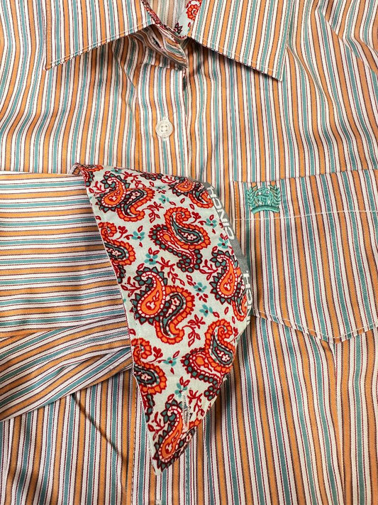 Cinch Women's Long Sleeve Shirt - Orange, Turquoise & White Stripe