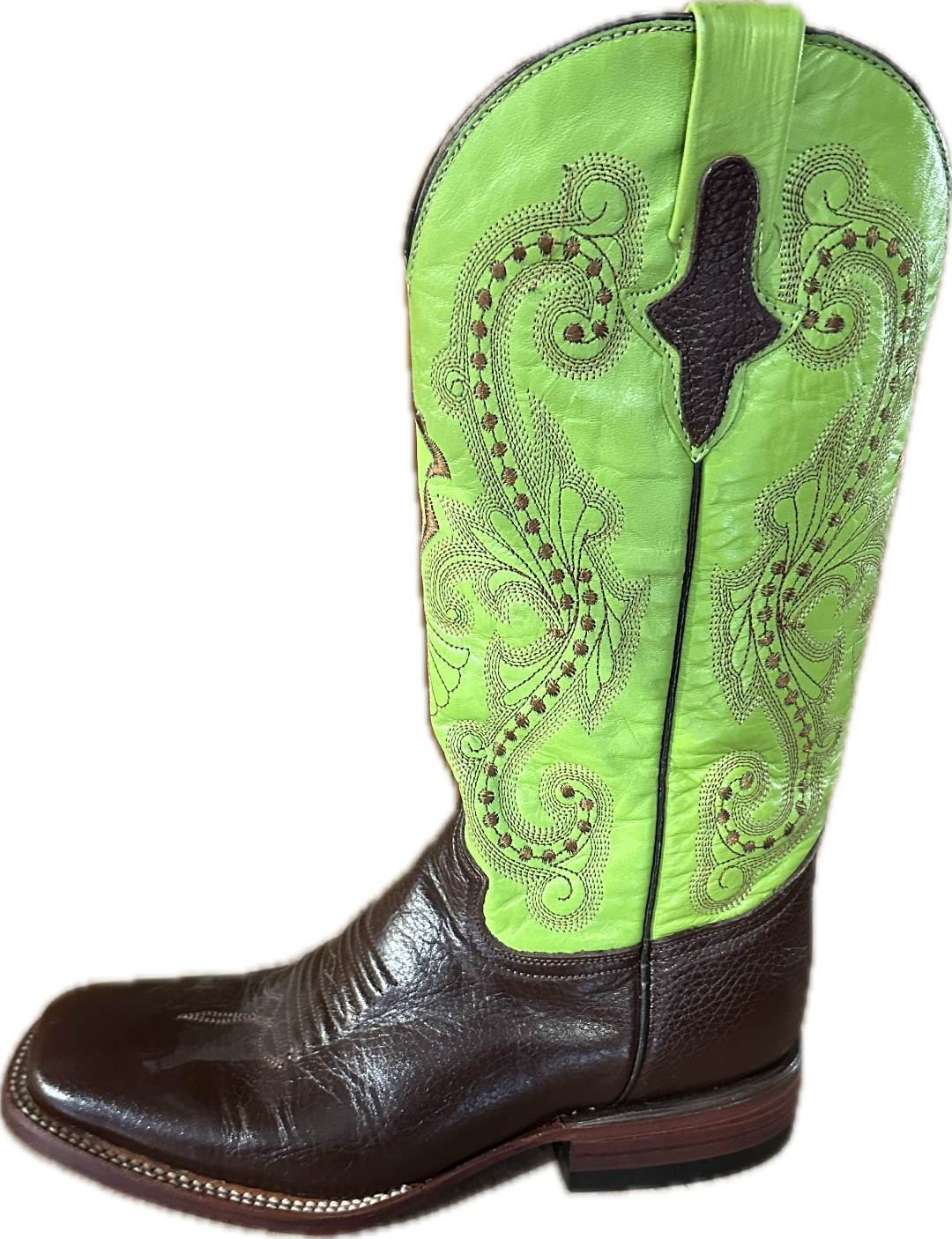 Ferrini Women's Square Toe Brown & Green Boots