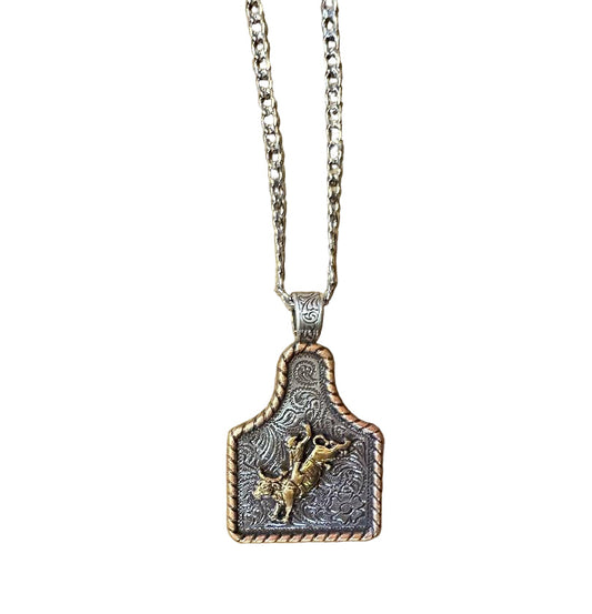 Silver Strike Men's 24" Ear Tag Bullrider Necklace