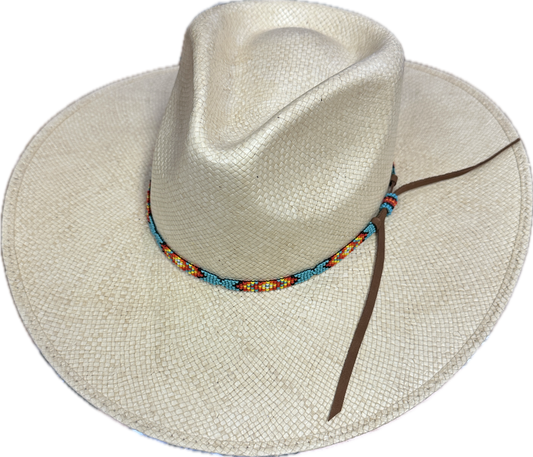 Justin Hats Bent Rail Straw Hat with Beaded Hat Band