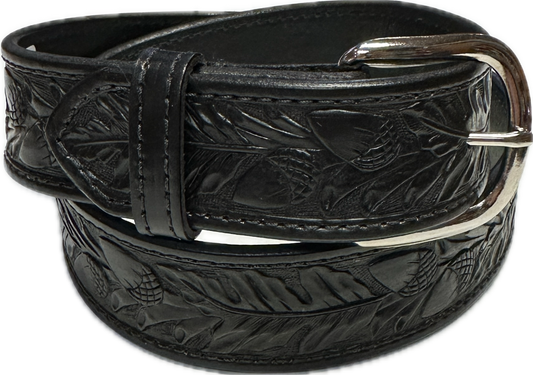 Visalia Black Acorn Patterned Belt 1 1/2"