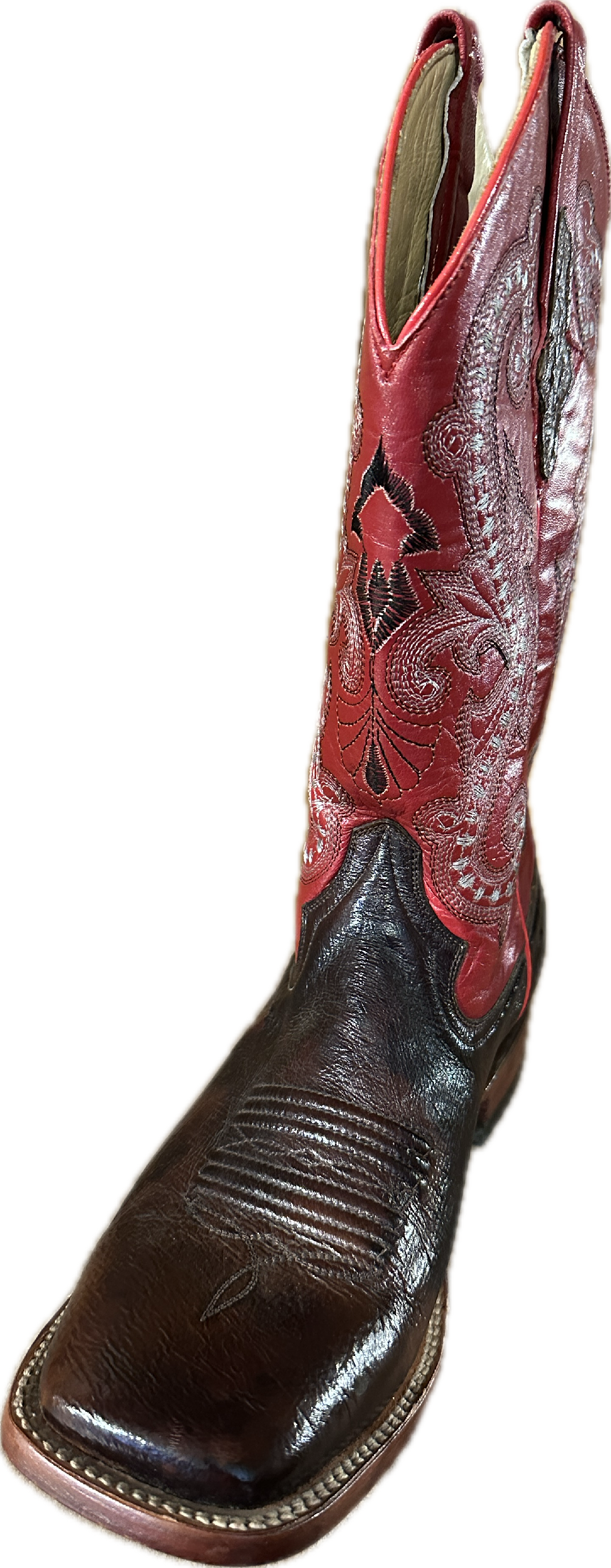 Ferrini Women's Smooth Ostrich Kango Square Toe with Red Shaft Boots