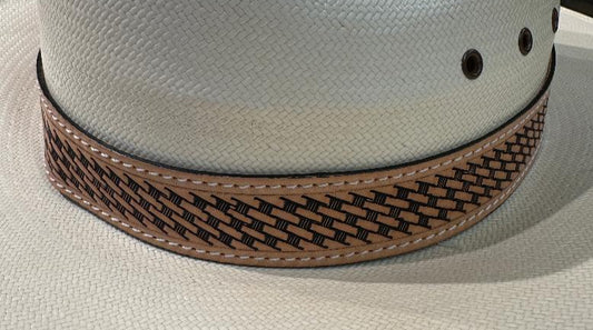 Challenger 1" Wide Handcrafted Western Basketweave Leather Hat Band