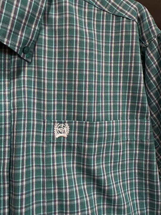 Cinch Men's Long Sleeve Shirt - Green Plaid