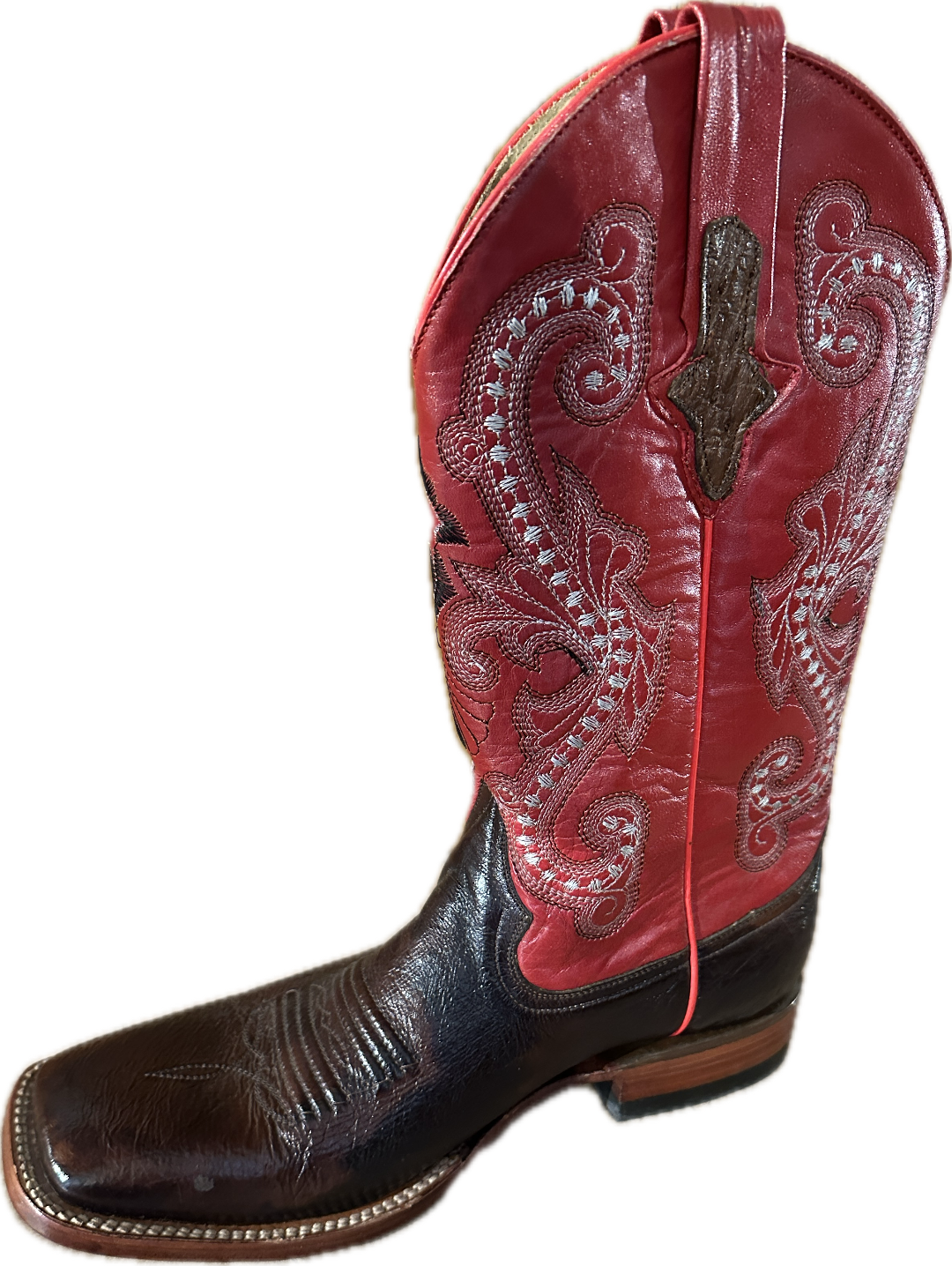 Ferrini Women's Smooth Ostrich Kango Square Toe with Red Shaft Boots