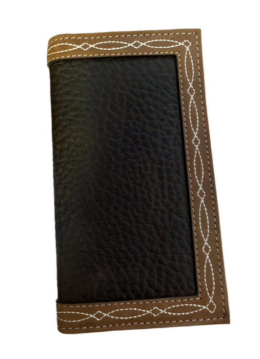 Ariat Boot Stitch Edge Brown Rodeo Wallet & Checkbook Cover