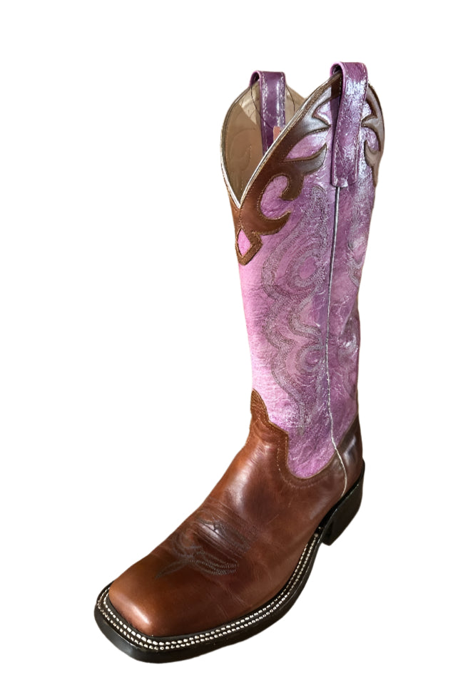 Anderson Bean Women's Square Toe Brown & Purple Western Boots