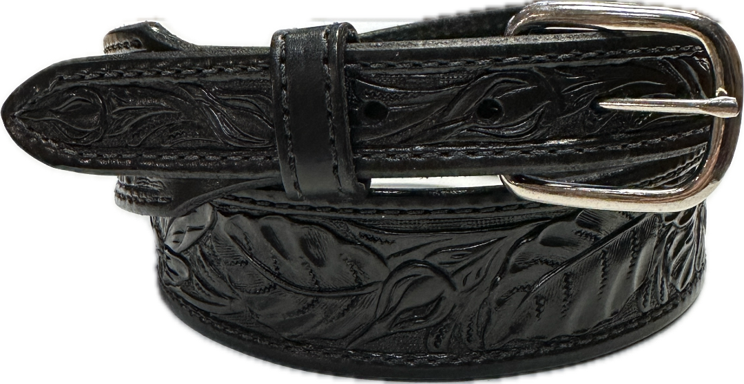 Visalia Black Wild Rose Tapered Patterned Belt