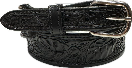 Visalia Black Wild Rose Tapered Patterned Belt