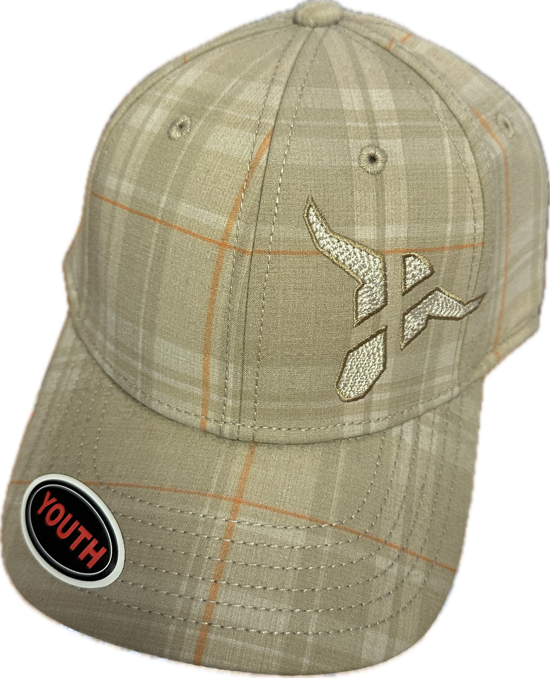 Wrangler Kid's Ball Cap Tan Plaid with Embroidered Skull