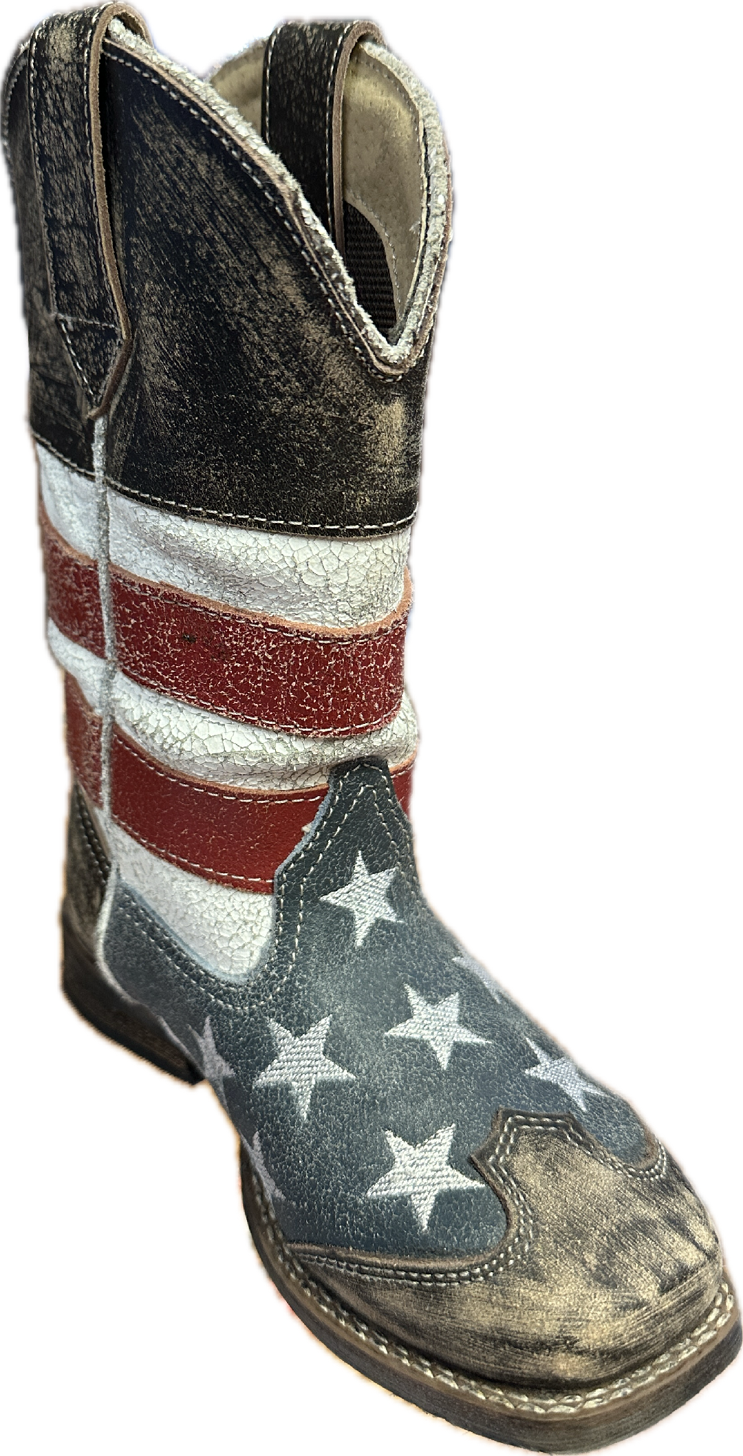 Roper Children's Distressed Stars & Stripes Square Toe Boots