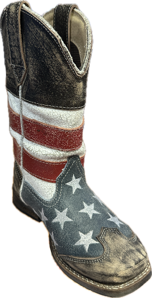 Roper Children's Distressed Stars & Stripes Square Toe Boots