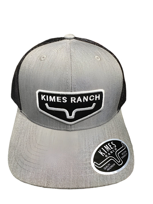 Kimes Ranch Ball Cap - Lander Heather Grey with Black and White Logo Patch