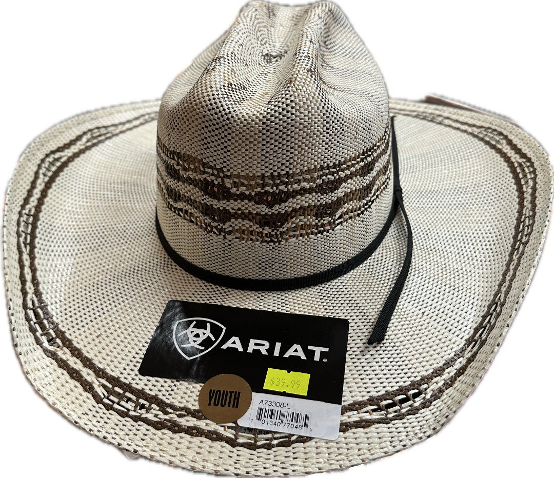 Ariat Child's Straw Hat with Brown Accents