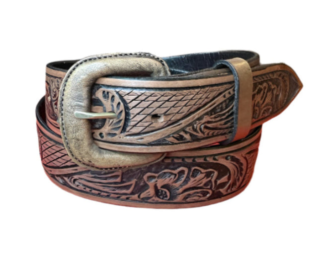 Vogt Two Tone Brown Black Floral Belt