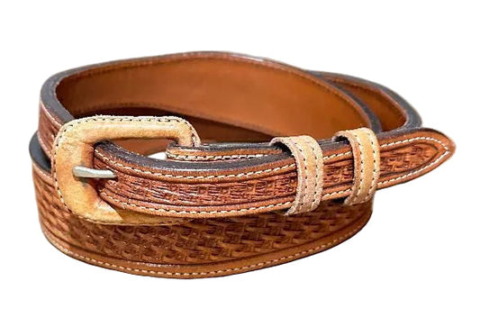 Vogt Russet Basket Weave Pattern 1-1/4" Belt Tapered to 3/4"