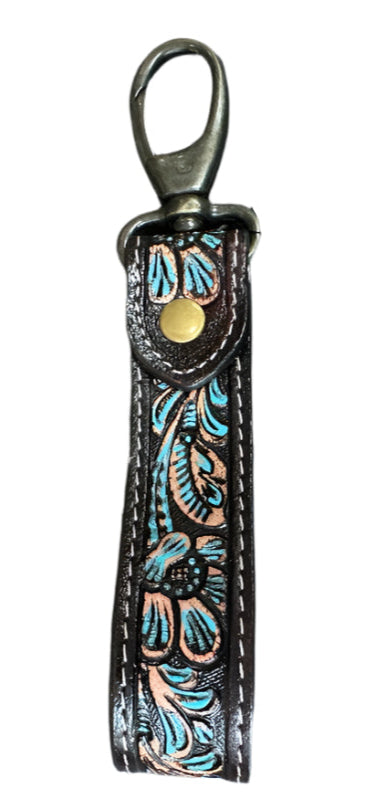 Challenger Handcrafted Tooled Leather Key Fob